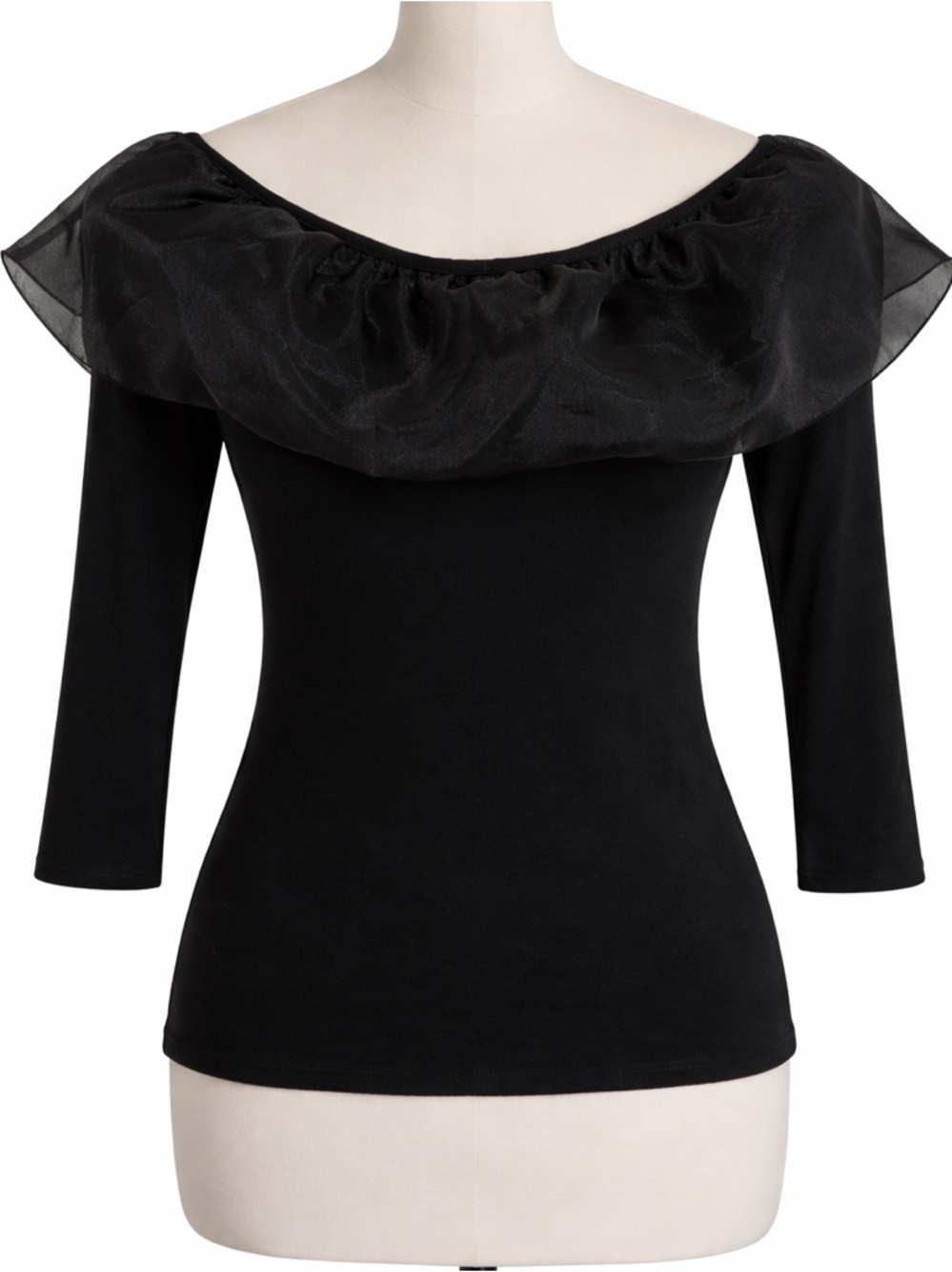 J. Crew Black Off-Shoulder Ruffle Blouse